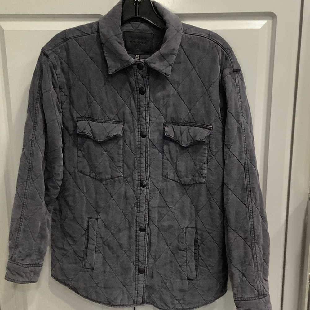 BLANK NYC Diamond Quilted Shirt Jacket, Charcoal Gray Sz XS